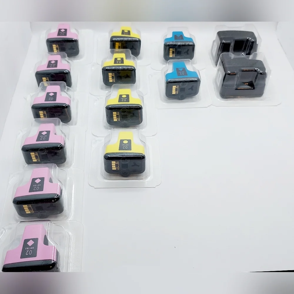 Pink, Yellow, Blue,‎ Black Photo Packs HP 02 Series Bundle Of 14